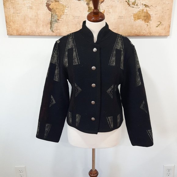 Vtg 90s Southwestern wool jacket w/ buffalo buttons - Chico's brand - Picture 13 of 13